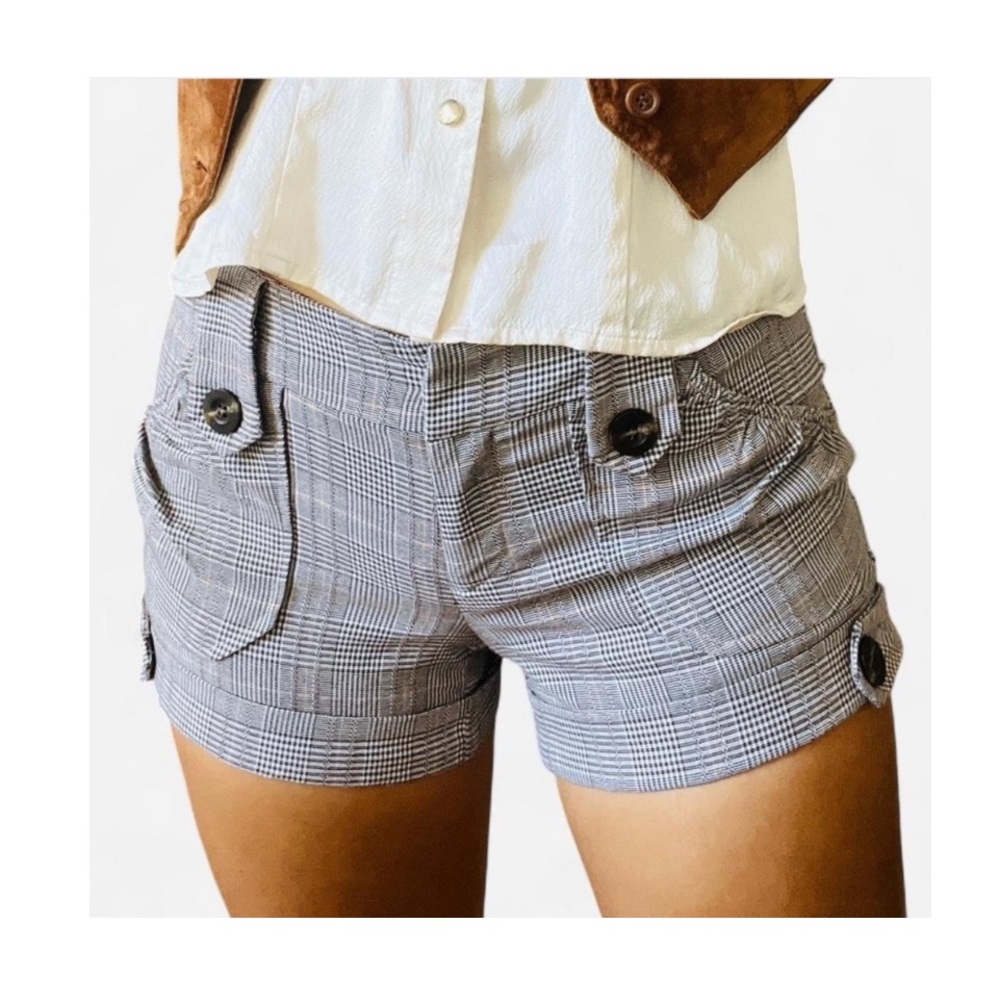 Forever 21 Women's Brown Plaid Cuffed Mini Shorts Size XS
